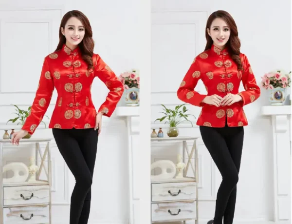 Women's Red Satin Tang Suit Jacket