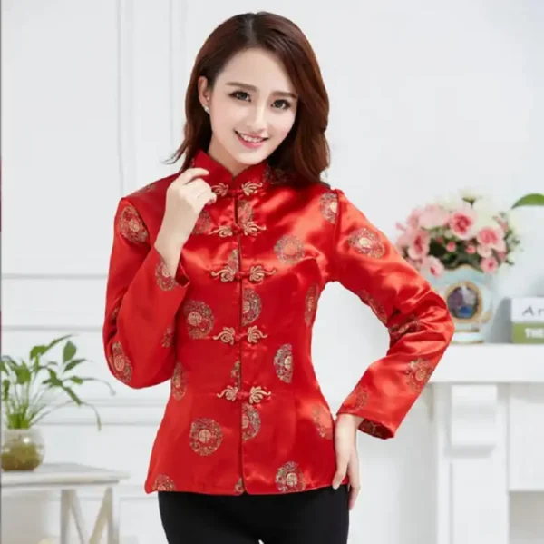 Women's Red Satin Tang Suit Jacket