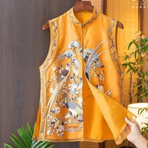 Women's Embroidered Tang Suit Sleeveless Vest