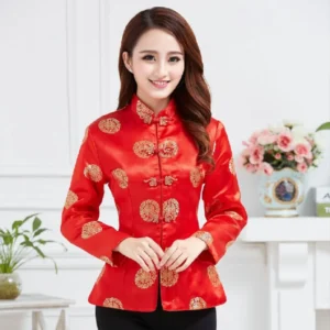Women's Red Satin Tang Suit Jacket