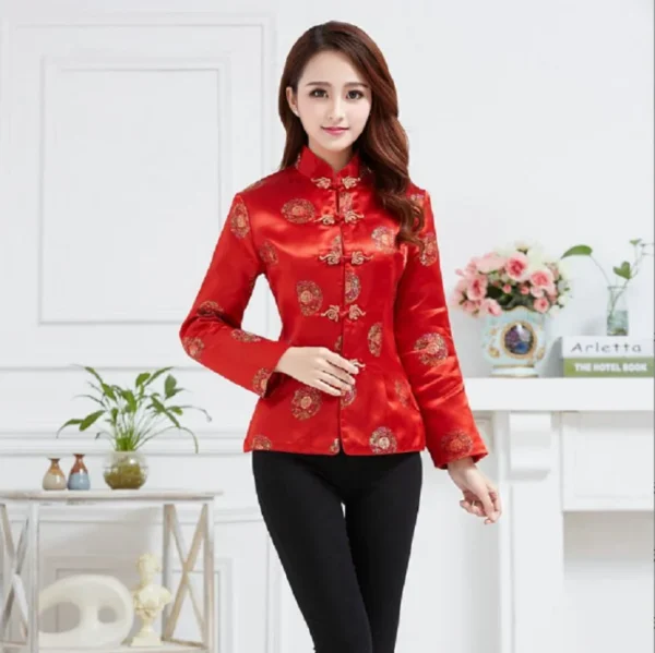 Women's Red Satin Tang Suit Jacket
