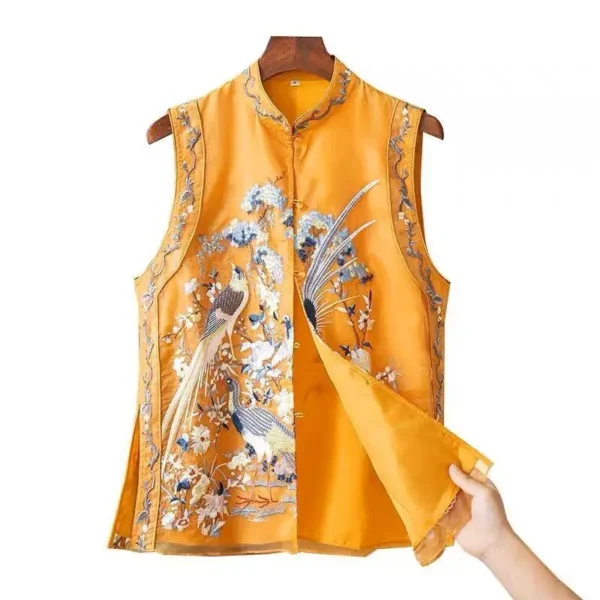 Women's Embroidered Tang Suit Sleeveless Vest