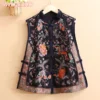 Women's Embroidered Tang Suit Cotton Linen Vest